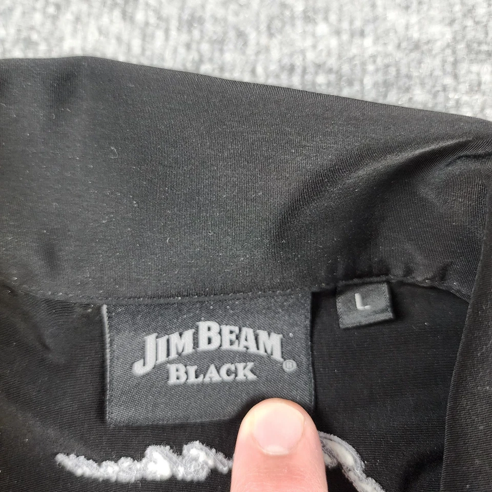 Jim Beam Negro Hombre Grande Mecánico Manga Corta Camisa Bolos Informal Foto 3 de 4
