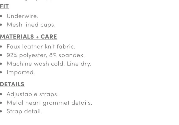 NOVO Sutiã Torrid 2 2X Preto Couro Sintético Coração-Grommet Underwire Lingerie Sexy - Imagem 4 de 4