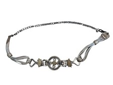 Chicos Belt Silver Tone Metal Chain Jewel Embellishments 40  