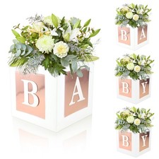 4 Pcs Baby Shower Flower Boxes Centerpieces Decoration 6 inches, Rose Gold
