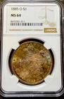 1885-O Morgan Dollar $1 Silver Dollar  NGC MS64 Super Toned