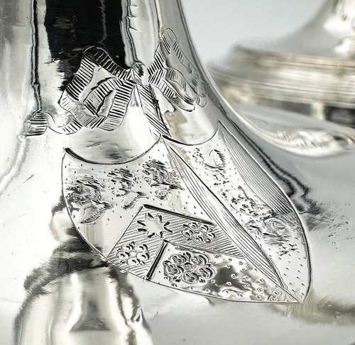 SET OF 4 CANDLESTICKS OLD SHEFFIELD PLATE GEORGE III c1790 CRESTED - Picture 11 of 19