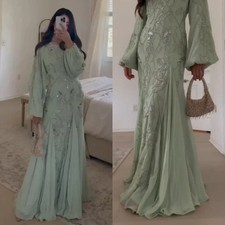 Exquisite Jewelry A-line Floor Mopping Evening Gown Chiffon Pleated Ball Dress