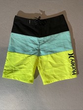 NWT Boys Hurley Triple Threat Board Shorts Black Blue Size 12/26 Swim Trunks