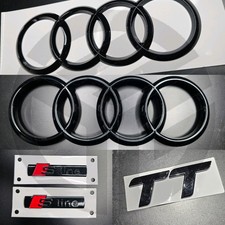 Audi TT MK2 06-14 Gloss Black Badges BONNET/BOOT/FENDER Set 2xSLine 263mm Ver
