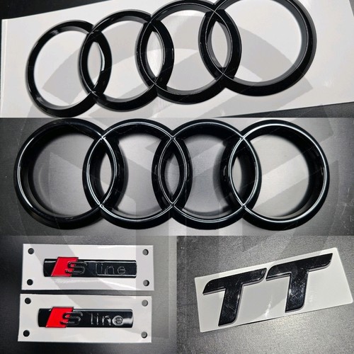 AUDI TT MK2 06-14 Distintivi Nero Lucido COFANO/STIVALE/PARAFANGO Set 2xSLine 263mm Ver - Foto 1 di 1