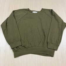 Gap Sport Vintage Raglan Crewneck Sweatshirt L Olive Green Made in USA womens