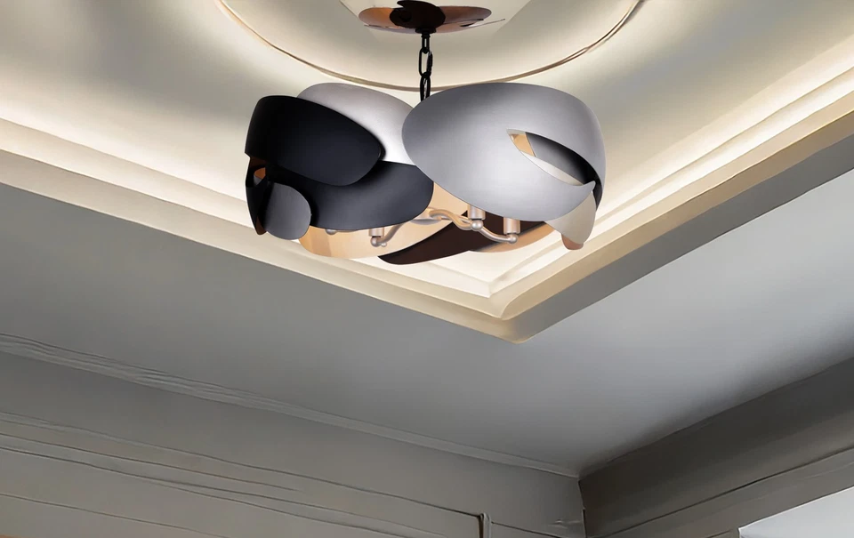 Kovacs P1333 Metalo Misto 4 luces 20" W techo de tambor semi-enjuagado - latón/cola Foto 2 de 4