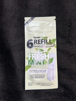Health Chews 6 Refill Cores Fresh Mint Aromatherapy Chew Sticks Sensory Breather