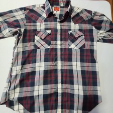 Mens Ely Plains Pearl Snap Down SS Plaid Western Shirt Cowboy Large