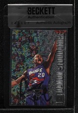 BAS 1996-97 Fleer Metal Damon Stoudamire #98 Seal of Authenticity Auto