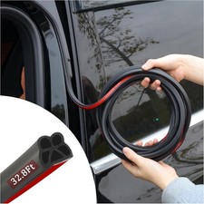 32.8ft Car Door Weather Stripping, B-shape Double Layer Rubber Seal Strip, Sound
