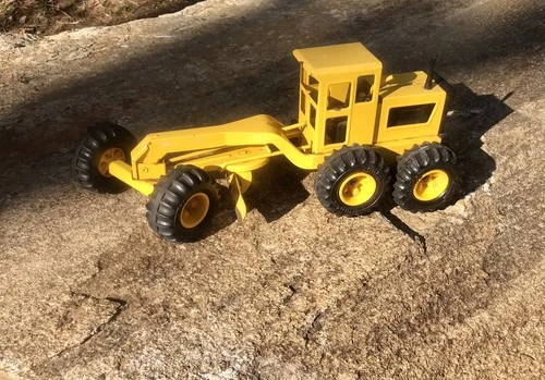 Vintage Mighty Tonka Truck Toys Yellow Metal Turbo Diesel Road Grader Steel Toy