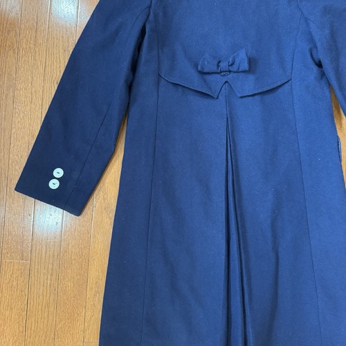 Vintage Rothschild Girls Wool Jacket Long Pea Overcoat Kids 12 Navy Blue Button - Picture 5 of 6