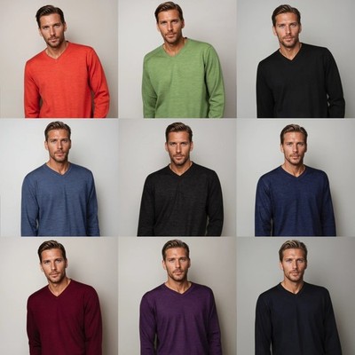 Ansett Australia Fine Gauge Sweater Pure Merino Wool V Neck Jumper in 18 Colours