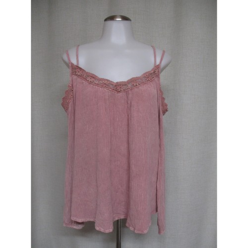 VINTAGE HAVANA PINK Cold Shoulder Spitzenbesatz Boho Bluse Shirt Top Gr. S