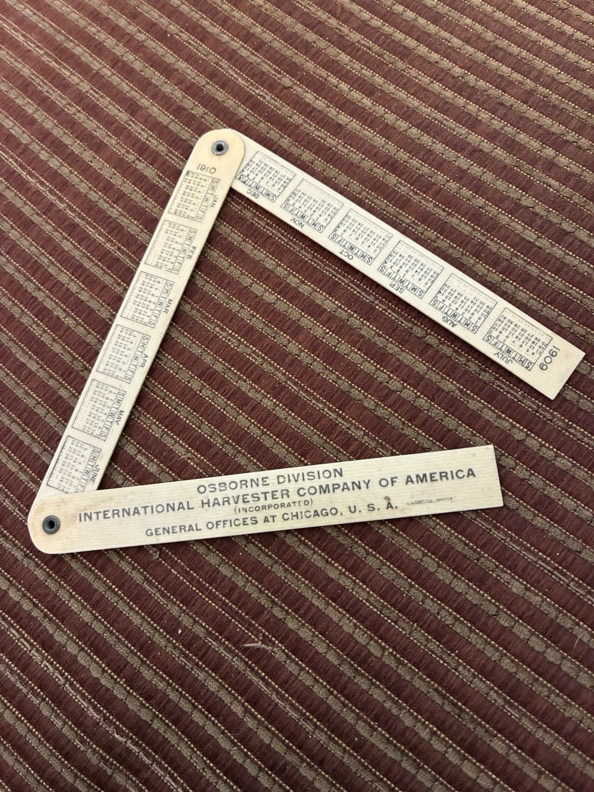1909 -1910 Vintage International Harvester Celluloid Folding Ruler