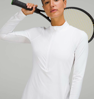Women's Lululemon Nulux Long-Sleeve Tennis Pickleball Dress, White