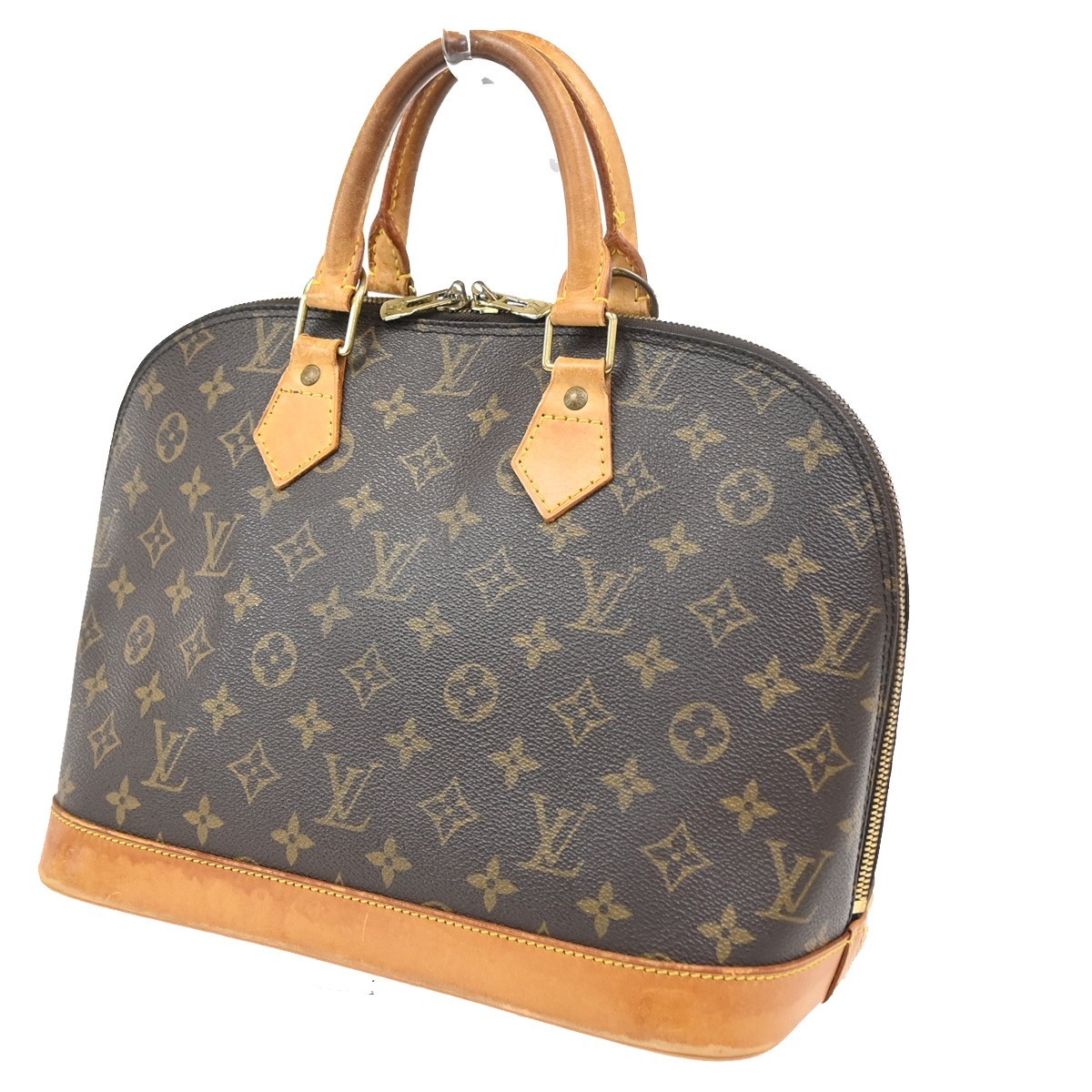 LOUIS VUITTON LV Logo Alma Hand Bag Monogram Leather Brown France M51130 83SA028