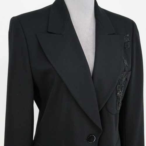 Escada Jacket Womens 8 US 38 EU Black Wool Blazer Lined Sequins Margaretha Ley - Picture 7 of 16