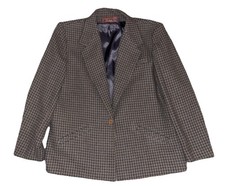 Vintage Women's 100 Wool Houndstooth Plaid Blazer Size Unknown No tag See Pics