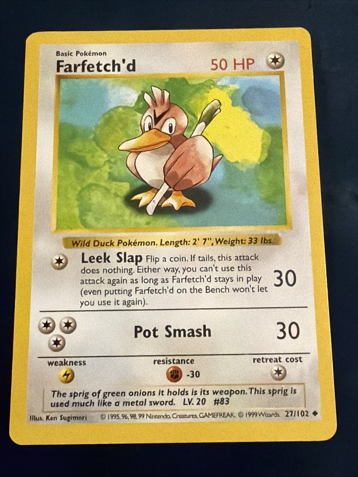 Pokémon TCG - FARFETCH'D - SHADOWLESS - 27/102 - BASE SET (1999) - WOTC - LP