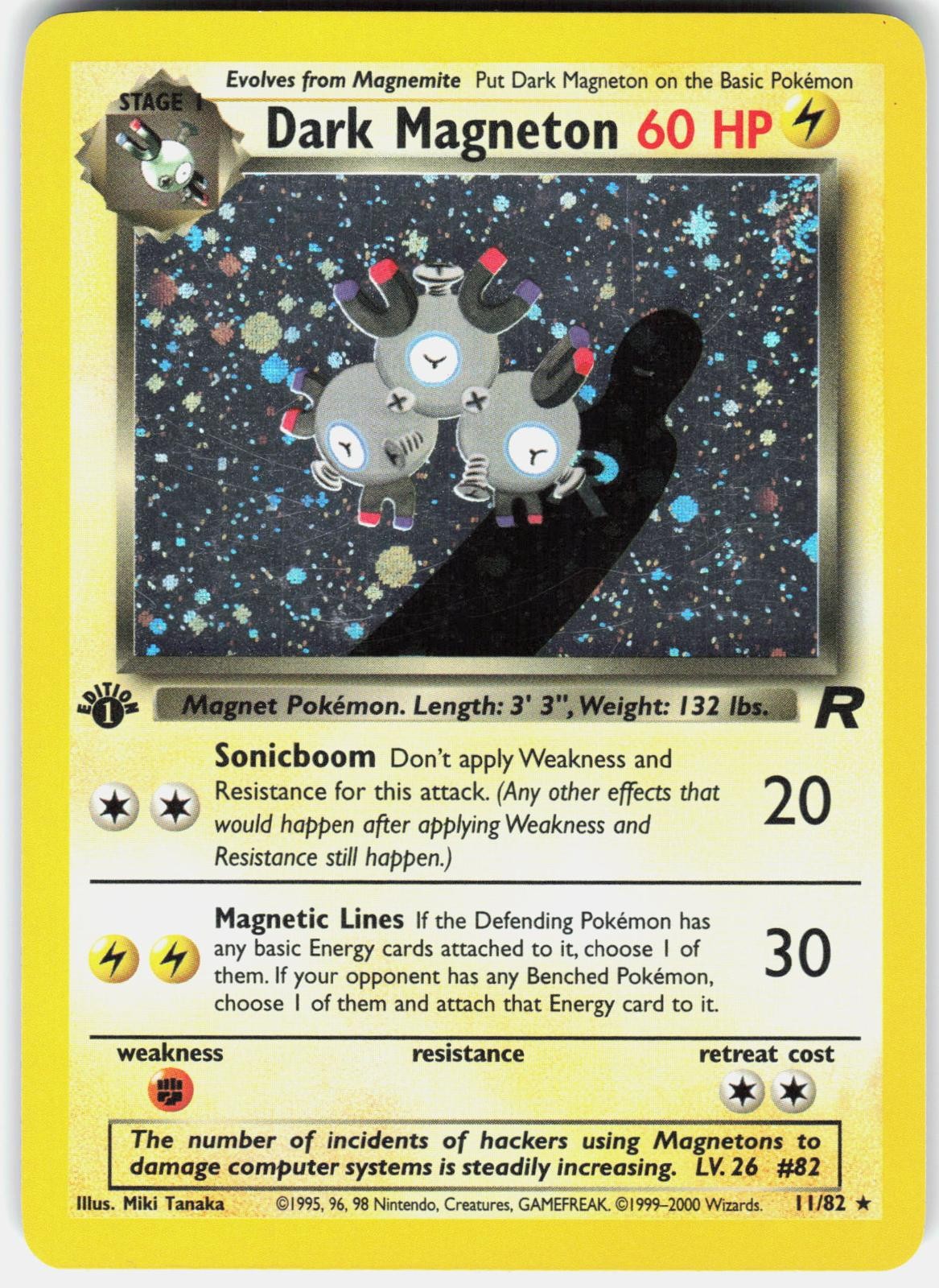 Pokemon Dark Magneton 11/82 Rare Team Rocket Pokemon 1st Edition Lightly Played