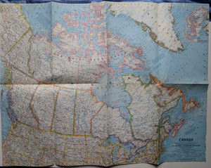 Vintage CANADA National Geographic map insert December 1963