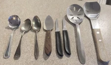 Collection of Various Stainless Steel Serving Utensils and Flatware Lot of 8