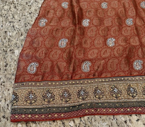 Womens Indian Clothing Beautiful Terracotta Beaded Kurta Pajama Shawl Size 0-2 - Picture 3 of 9
