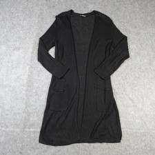 J. Jill Cardigan Womens Small Duster Long Linen Blend Black Open Front Beachy