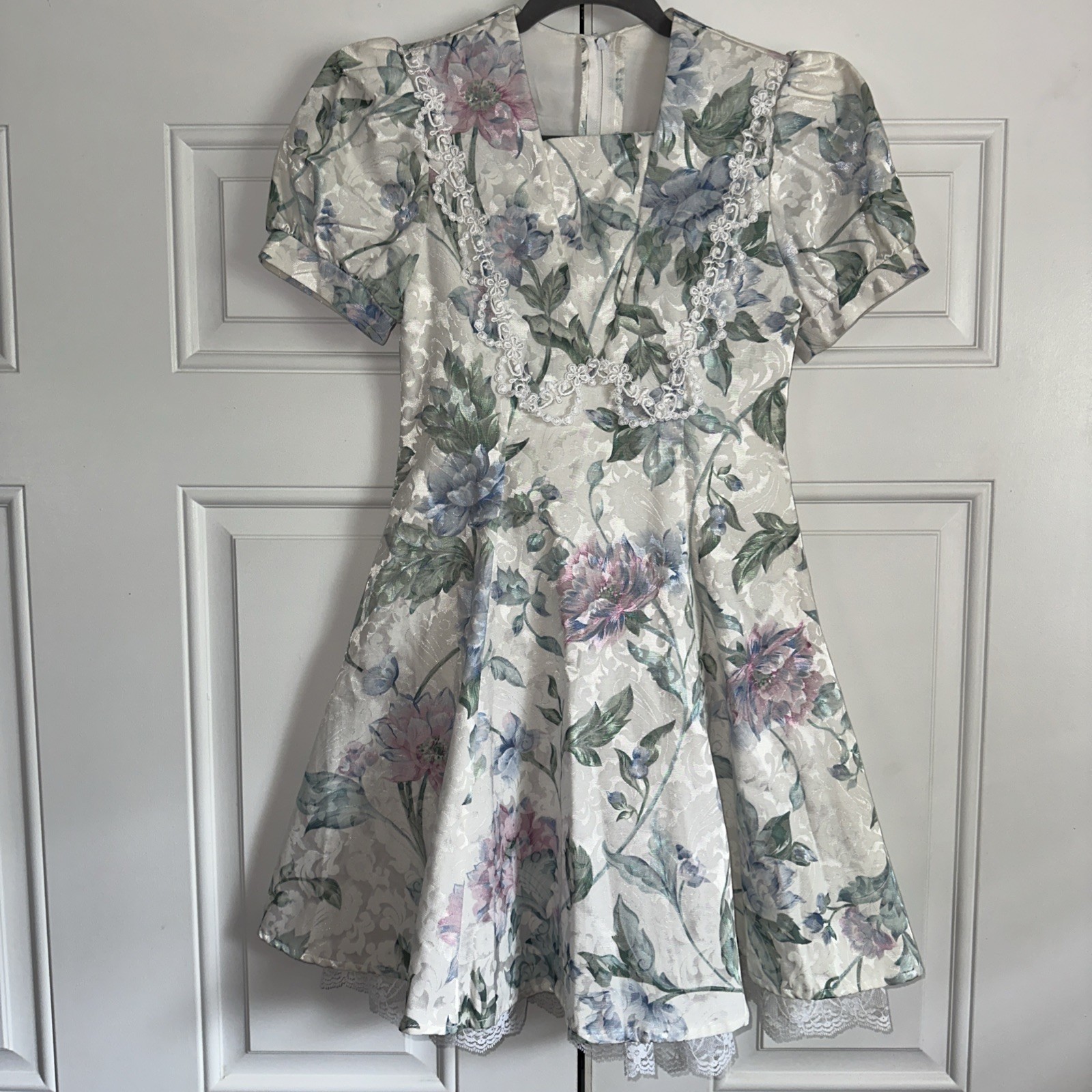 Vestido Vintage Jesica McClintock Niñas Floral 12 Croquetas Victoriano Cottage Core