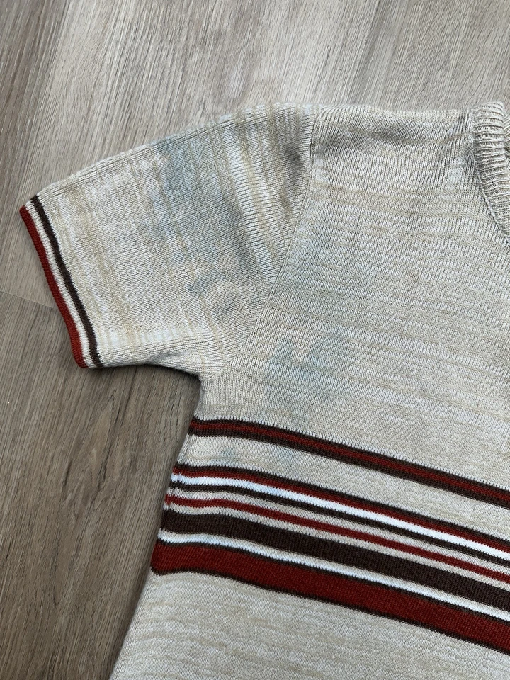 George 5 女式复古亚克力短袖条纹衬衫中号 — 第 3/4 张图片