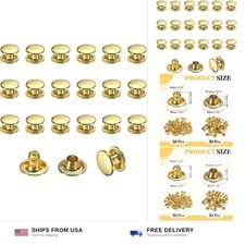 uxcell 50 Sets Leather Rivets, 8mm Double Cap Rivets, 6mm Height Tubular Meta...