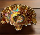 AMETHYST FENTON DRAGON AND LOTUS CARNIVAL GLASS BOWL 3 in1 EDGE ELECTRIC