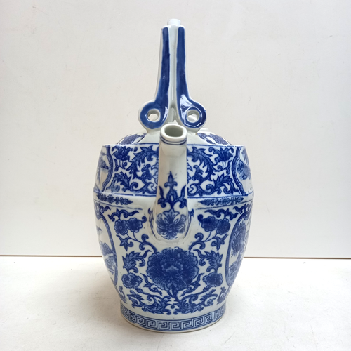 Vintage Chinese Blue & White Ceramic Teapot Large Height 31.5cm Diameter 15cm - Picture 3 of 10