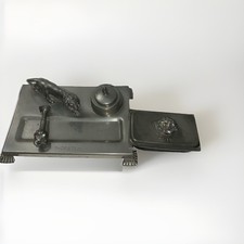 1930&rsquo;s  PEWTER INK STAND, 3 Pieces By Svenskt Tenn. Lions Engraved Thorsten /TH