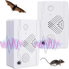 2 Pack Ultrasonic Mice Bat Repellent Devices, Roach Killer Rodent 2 