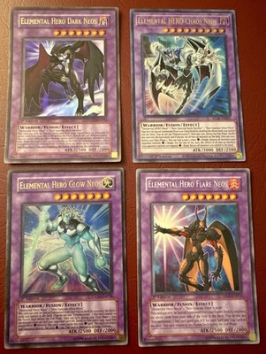 Elemental HERO Neos Fusion Lot Chaos Dark Glow Flare Neos 1st Ed Yugioh