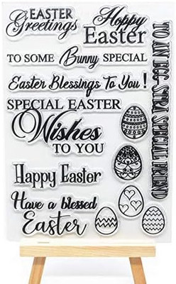 Welcome to Joyful Home 1Pc Happy Easter Greetings Rubber Clear Stamp for Card Ma