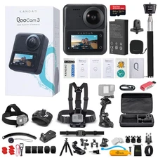KanDao QooCam 3 360 Action Camera + 64GB Extreme Pro Card + 50IN1 Action Kit
