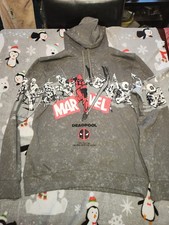 Deadpool Marvel Hoodie Men's Medium Gray Spell-Out