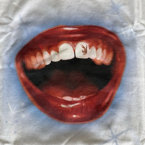 Huff Japan Playboy Bunny Tooth Logo Red Lips Mens L After Hours White Crew Neck - Picture 2 of 12