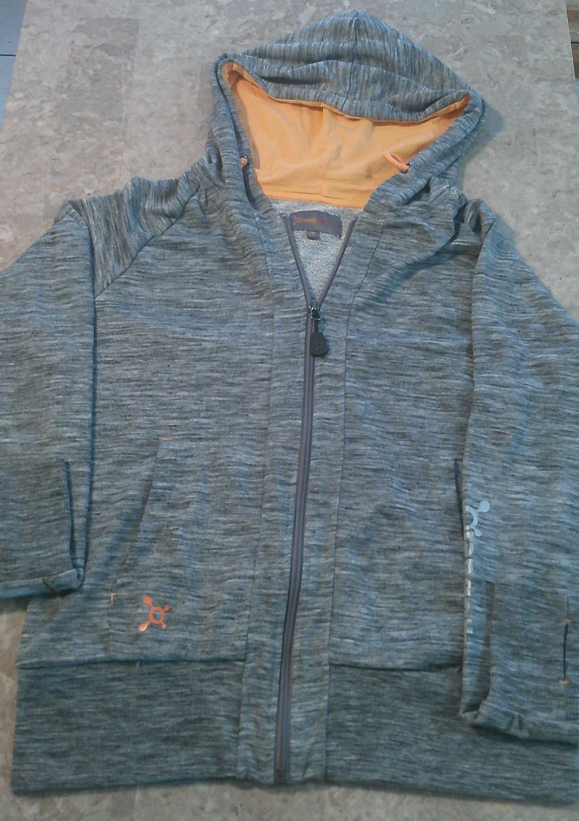 Orangetheory Fitness Space Dye Full Zip Hoodie Gray Orange Medium
