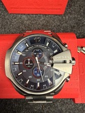 Diesel Mega Chief DZ4290 Chronograph Men’s Watch, Stainless Steel, Brown Leather