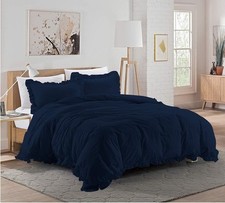 Ruffle Frilled 3 Piece Microfiber Duvet Cover Set 1 pc Duvet Cover and 2