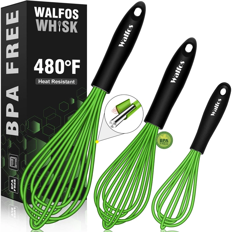 Walfos Silicone Whisk Rubber Whisks For Cooking Baking 1198.5 Inch - Heat
Opens in a new window or t