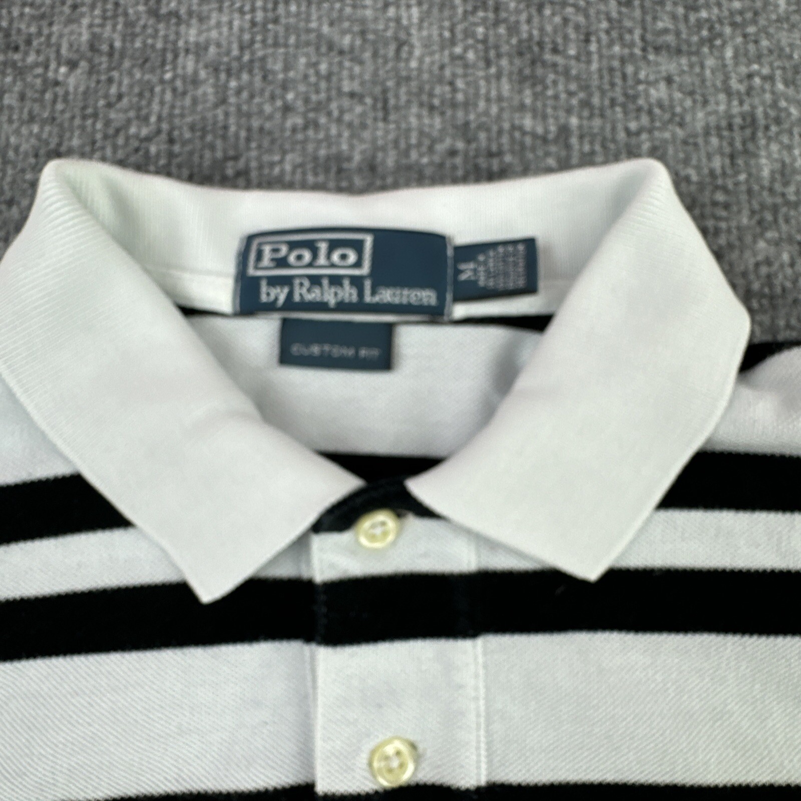 Polo Ralph Lauren camicia uomo M vestibilità personalizzata righe bianco pony cotone colletto