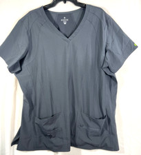 Med Couture Activate Women's 3XL Scrub Top Pewter Gray Short Sleeve NEW