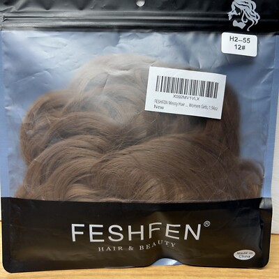FESHFEN Tousled Updo Messy Hair Bun Hair Extension # 12 LIGHT BROWN